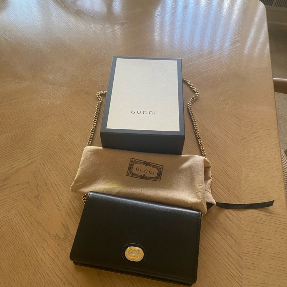 Gucci Azalea leather Marina chain wallet new